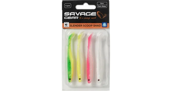 SAVAGE GEAR - Súprava nástrah Slender Scoop Shad 11 cm 7 g Dark Water Mix 4 ks