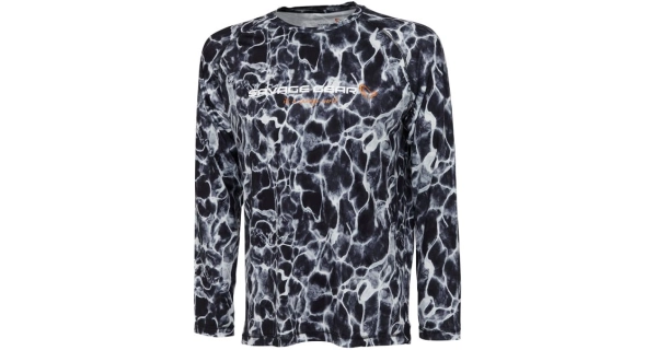 SAVAGE GEAR - Tričko Night UV Long Sleeve T-Shirt veľ. M Black Waterprint