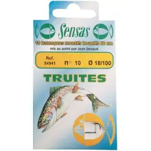 SENSAS - Naviazaný háčik Trout Strong Blue 60 cm 10/0 18 mm 10 ks
