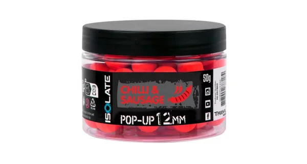 SHIMANO - Plávajúce boilie Isolate Pop-Up 12 mm 50 g Chilli Sausage Fluo Red