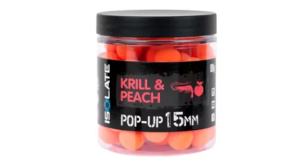 SHIMANO - Plávajúce boilie Isolate Pop-Up Krill Peach Fluoro Orange 15 mm 80 g