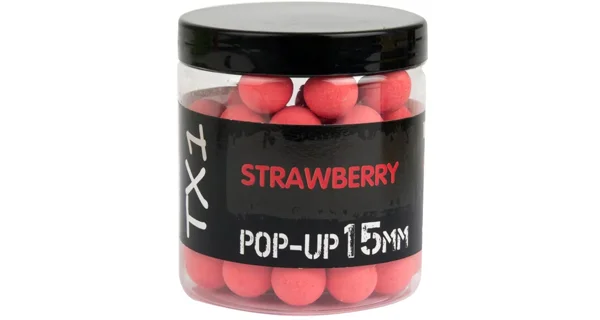 SHIMANO - Plávajúce Boilie TX1 Pop Up Strawberry Fluoro Red 15 mm 80 g