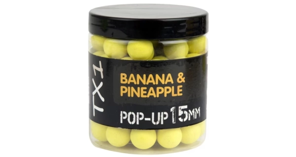 SHIMANO - Plávajúce boilies Bait TX1 Pop-up Banana & Pineapple 12 mm Fluoro Yellow 50 g
