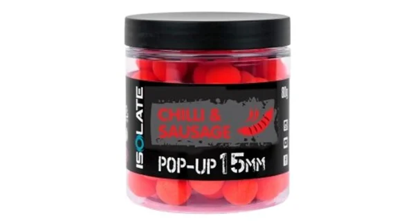 SHIMANO - Plávajúce boilies Isolate Pop-Up 15 mm 80 g Chilli Sausage Fluo Red