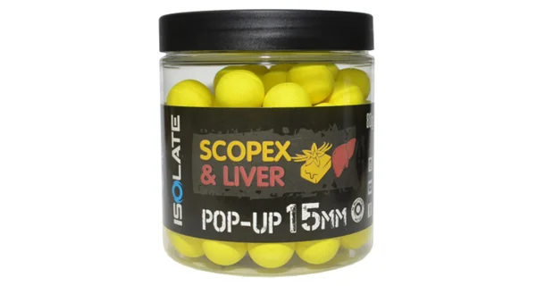 SHIMANO - Plávajúce boilies Isolate Pop-Up Scopex Liver 15 mm 80 g