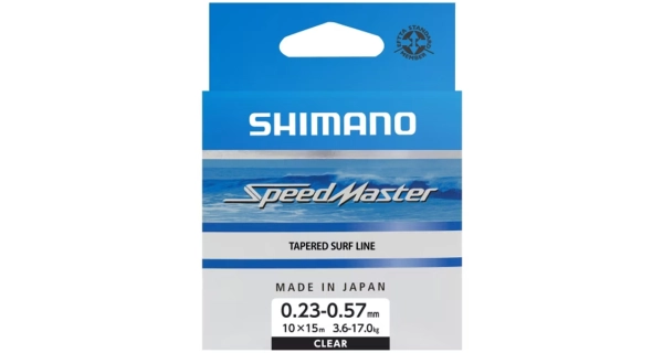SHIMANO - Šokový vlasec Line Speedmaster Surf Taper ID 0,26 - 0,57 mm 10x15 m Clear