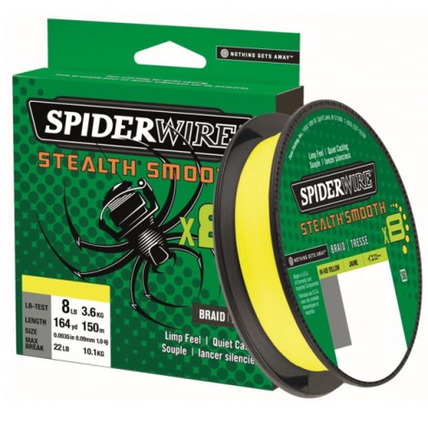 SPIDERWIRE - Pletená šnúra Stealth Smooth8 Žltá 0,11 mm 10,3 kg 150 m