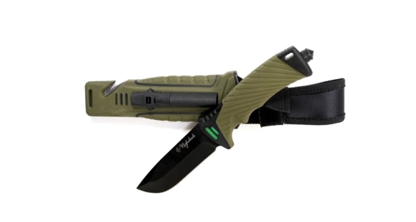 SPORTS - Nôž Nighshade olivový s puzdrom 25 cm + podpaľovač