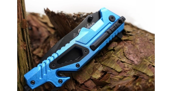 SPORTS - Skladací nôž Obsidian Modrý 22 cm + podpaľovač