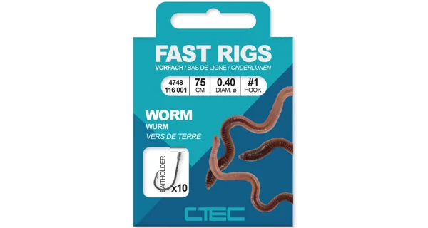 SPRO - Hotový náväzec na úhora C-Tec Worm Baitholder Hook Rigs 75 cm 0,22 mm veľ. 10 10 ks