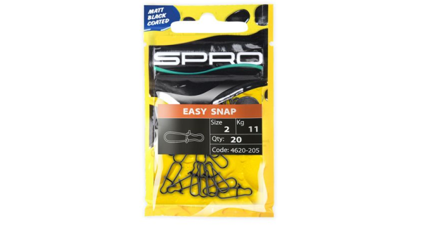 SPRO - Karabínka Matte Black Easy Snap 5 kg 20 ks