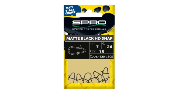 SPRO - Karabínka Matte Black HD Snap 8,5 mm 30 kg 15 ks
