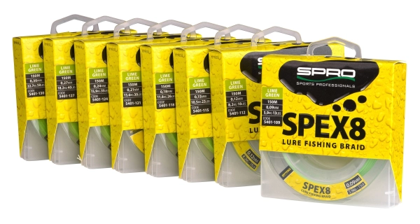 SPRO - Pletená šnúra SPEX8 Braid Lime Green 0,09 mm 150 m