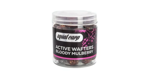SQUAT CARP - Rozpustné neutrálne vyvážené boilies Active Wafters Bloody Mullberry 18 mm 150 g