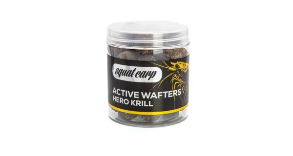 SQUAT CARP - Rozpustné neutrálne vyvážené boilies Active Wafters Hero Krill 20 mm 150 g