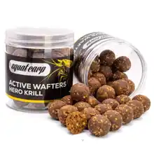 SQUAT CARP - Rozpustné neutrálne vyvážené boilies Active Wafters Hero Krill 24 mm 150 g