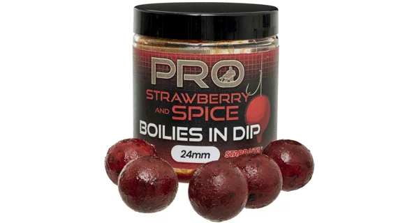 STARBAITS - Boilies v dipe Probiotic Strawberry Spice 24 mm 150 g