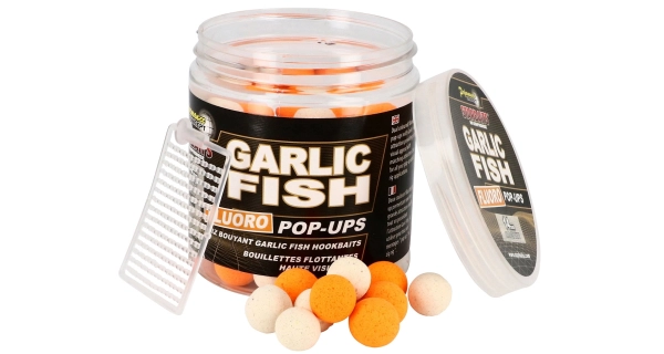 STARBAITS - Plávajúce boilies Fluo Garlic Fish 14 mm 80 g