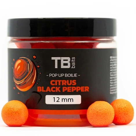 TB BAITS - Plávajúce Boilie Pop-Up Citrus Black Pepper 12 mm 65 g + NHDC