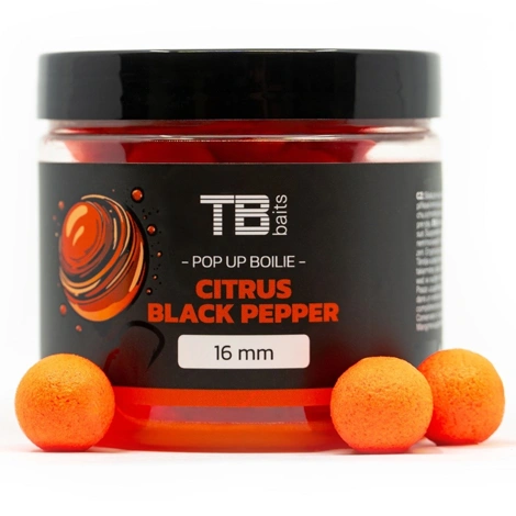 TB BAITS - Plávajúce Boilie Pop-Up Citrus Black Pepper 16 mm 65 g + NHDC