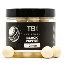 TB BAITS - Plávajúce Boilie Pop-Up White Black Pepper 12 mm 65 g +NHDC
