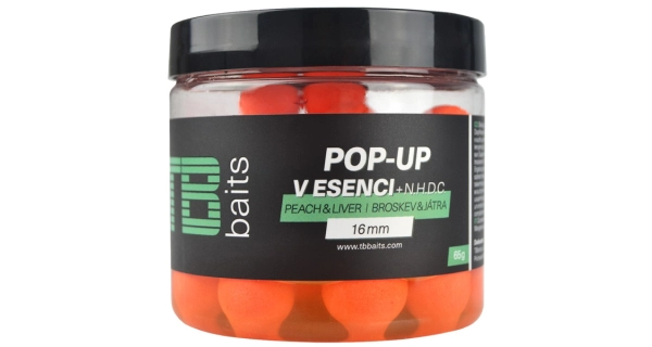 TB BAITS - Plávajúce boilies Pop-Up 16 mm 65 g Orange Peach Liver + NHDC