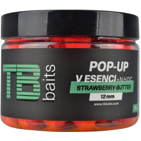 TB BAITS - Plávajúce boilies Pop-Up Strawberry Butter + NHDC 65 g 12 mm