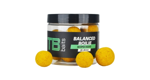 TB BAITS - Vyvážené Boilie Balanced + Atraktor Scopex Squid 100 g 20-24 mm