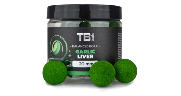 TB BAITS - Vyvážené boilies Balanced Garlic Liver 20 mm 100 g