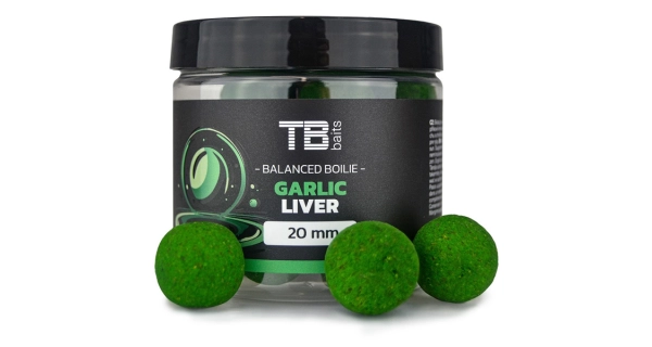 TB BAITS - Vyvážené boilies Balanced Garlic Liver 24 mm 100 g
