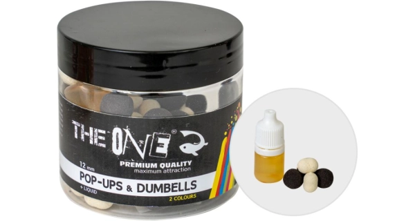 THE ONE - Plávajúce boilie Pop-up Dumbell Liquid Black Chobotnica Slivka 50 g 3 ml