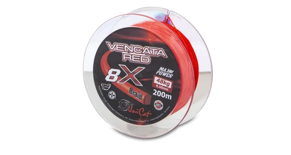 UNI CAT - Šnúra 8X Vencata Red 0,37 mm 34 kg 200 m