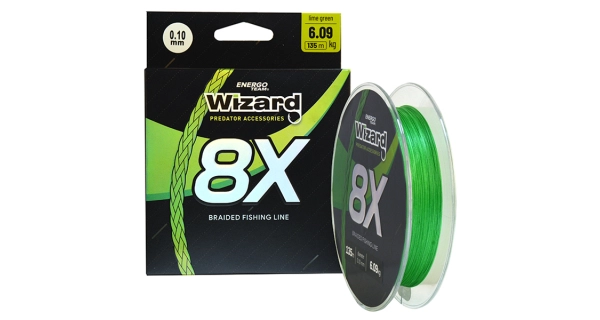 WIZARD - Pletená šnúra 8X Lime Green 0,10 mm 6,09 kg 135 m