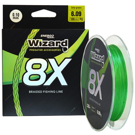 WIZARD - Pletená šnúra 8X Lime Green 0,20 mm 15,92 kg 135 m