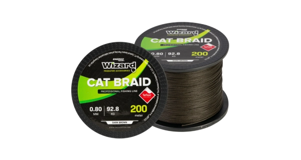 WIZARD - Pletená šnúra Cat Braid Tmavo hnedá 0,60 mm 63,2 kg 200 m