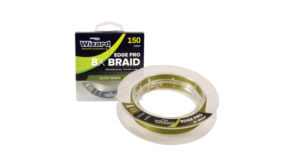 WIZARD - Pletená šnúra Edge Pro 8X Braid Olive Green 0,18 mm 19,21 kg 150 m