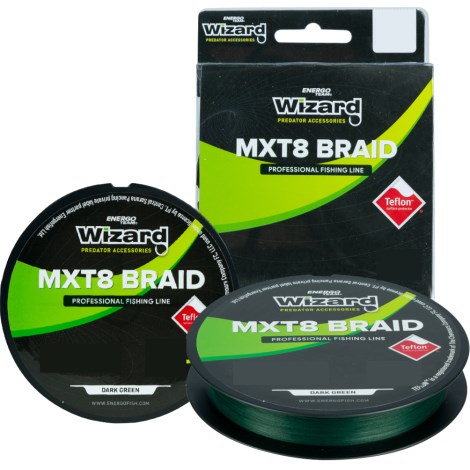 WIZARD - Pletená šnúra NMXT8 Braid Tmavo zelená 0,10 mm 150 m