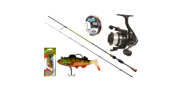 WIZARD - Prívlačový set Prút Fine UL Spin 1,5-5 g 1,85 m + Navijak Black Evo