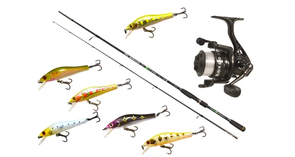 WIZARD - Prívlačový set Prút Norvion 2,28 m 3-17 g + Navijak Black EVO 3000 s vlascom