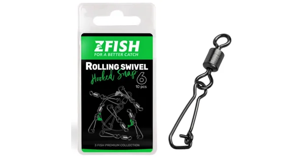 ZFISH - Obratlík Rolling Swivel & Hooked Snap veľ. 12 10 ks
