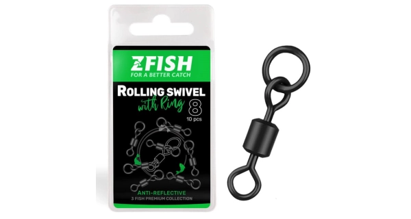ZFISH - Obratlík Rolling Swivel With Ring Black Matt veľ. 8 10 ks