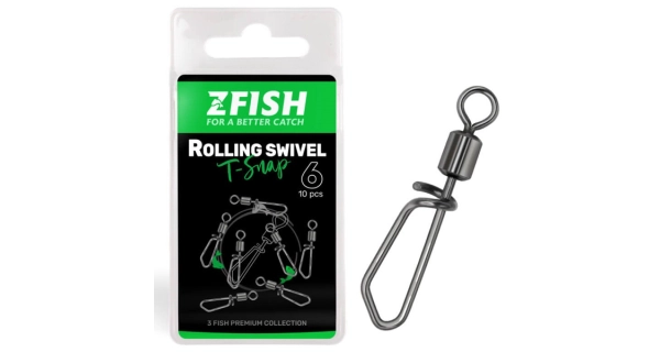 ZFISH - Obratlík Rolling Swivel With T Snap veľ. 6 10 ks